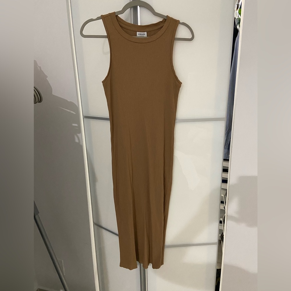 AWARE by VERO MODA Bodycon Ribbed Stretch Organic Cotton Tank Dress